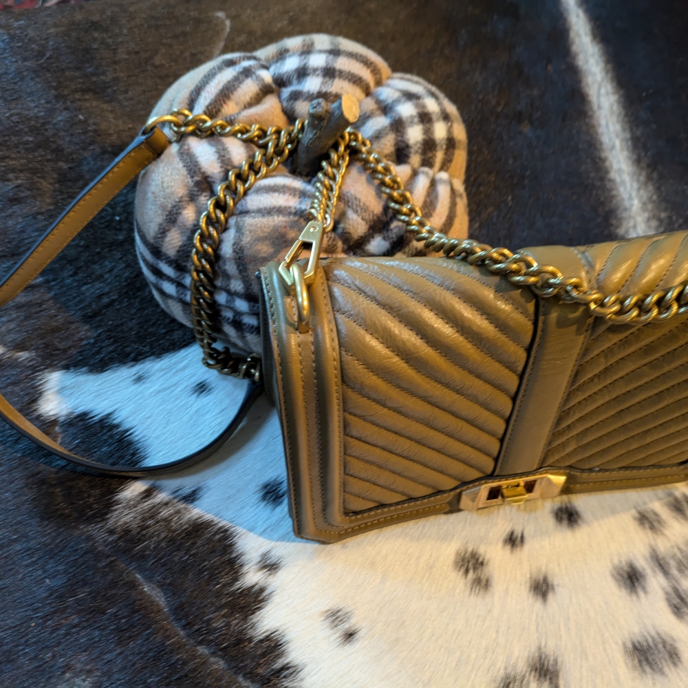 Rebecca Minkoff Olive Quilted Shoulder Bag with Gold Chain